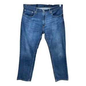 Levi's 559 Blue Relaxed Straight Leg Denim Whiskered Jeans Mens Size 36x30